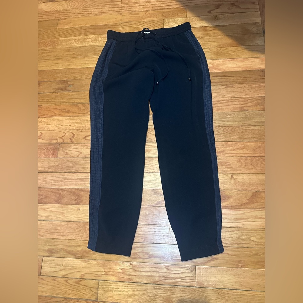 Vince Men’s Black Silk Side Seam Jogger‎ Pants Small Snakeskin Elastic Waistband